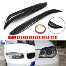 Carbon Fiber Headlight Eyebrow Eyelid Sticker Cover For BMW 1 Series E81 E82 E87 E88 2004 2005 2006 2007 2008 2009 2010 2011