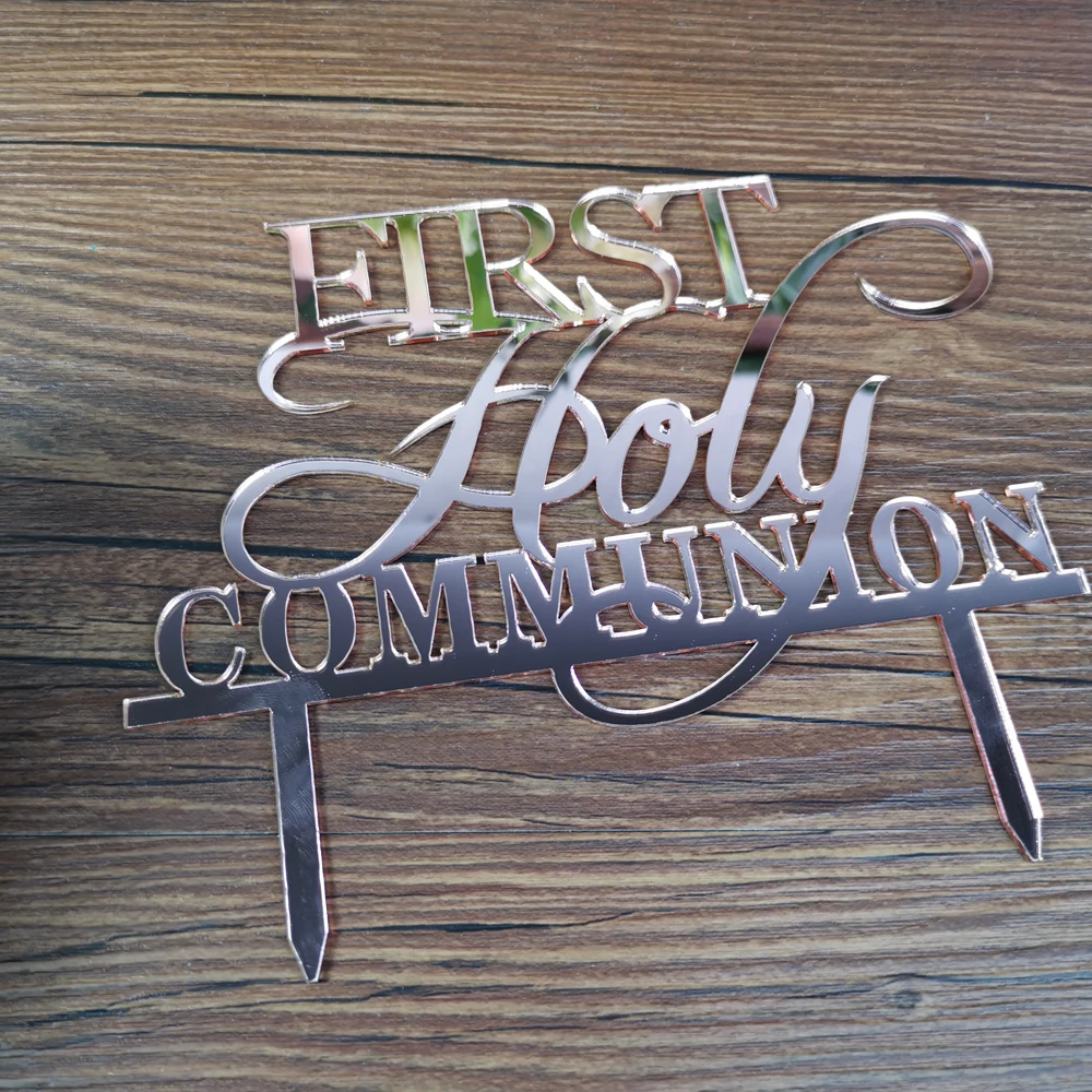 First Holy Communion color rose gold Cake Topper,Religious Baby Baptism  Cake Topper,Birthday Party Baby Shower Cake Decor (2)