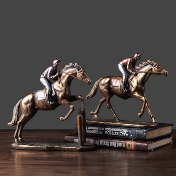 

EUROPEAN NOSTALGIC HORSE RACING KNIGHT OFFICE EUROPEAN AMERICAN STYLE HORSE RACING RESIN CRAFTS MURALS ORNAMENTS HOME DECORATION