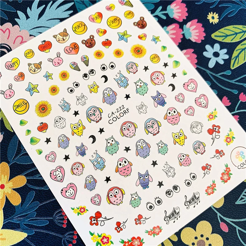 Nail art tools CA-8-37-222 cat owl 3d nail stickers decals for export japan, nail stickers, nail art tools, nail decals