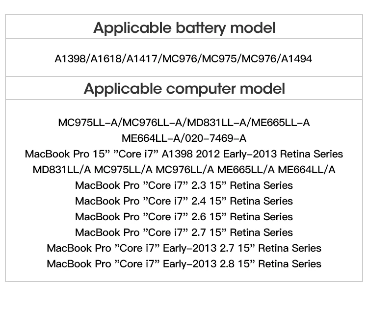 NOHON Аккумулятор для ноутбука A1417 для Apple MacBook Pro 1" retina A1398 Mid 2012 ранний 2013 MD831LL/A MC975LL/A MC976LL/A