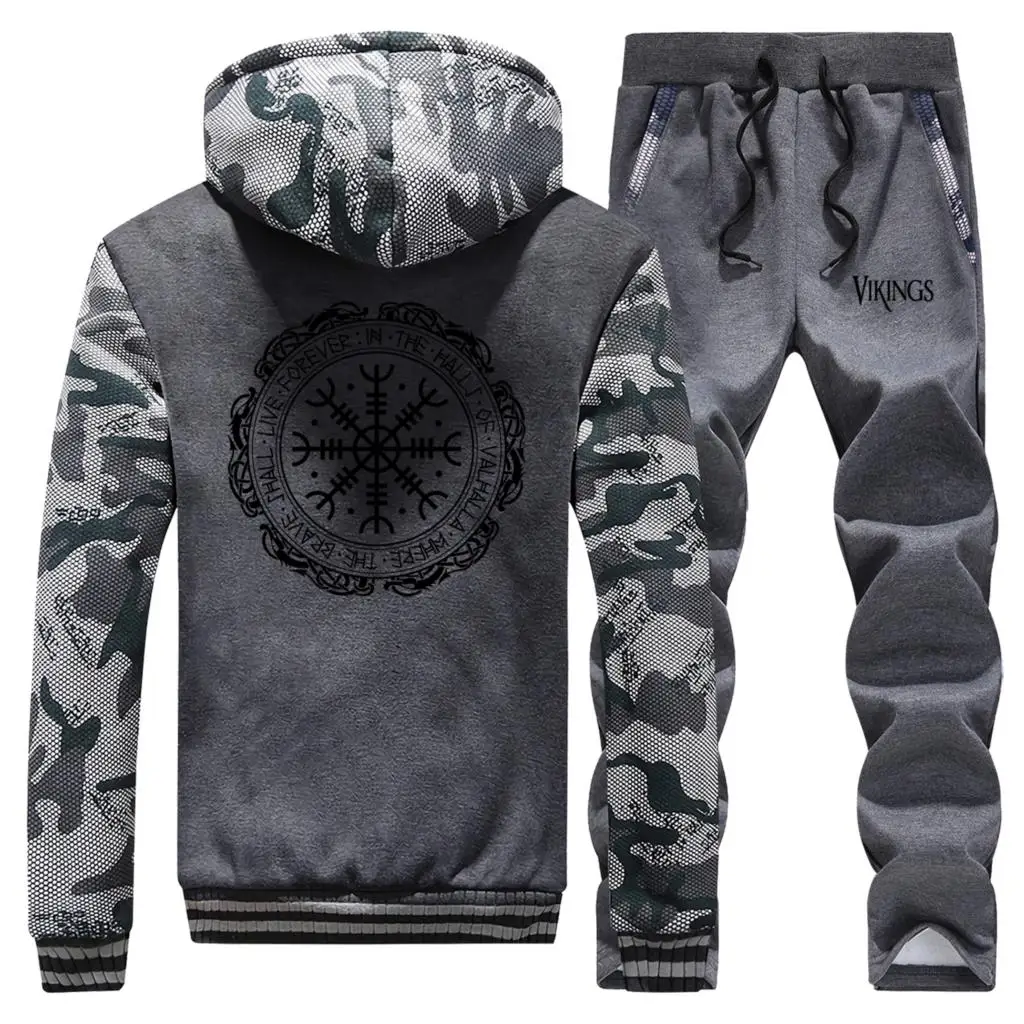 Viking Valhalla Odin пальто мужской теплый костюм флисовые толстовки Толстовка Набор зимняя куртка+ брюки 2 шт наборы мужские s камуфляж спортивный костюм