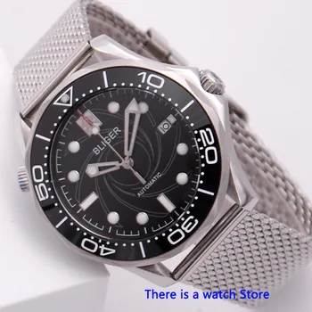 

Bliger 41mm Black Dial 007 Automatic Mens Watch Sapphire Crystal Luminous Waterproof Date Function Mechanical Wristwatch Men