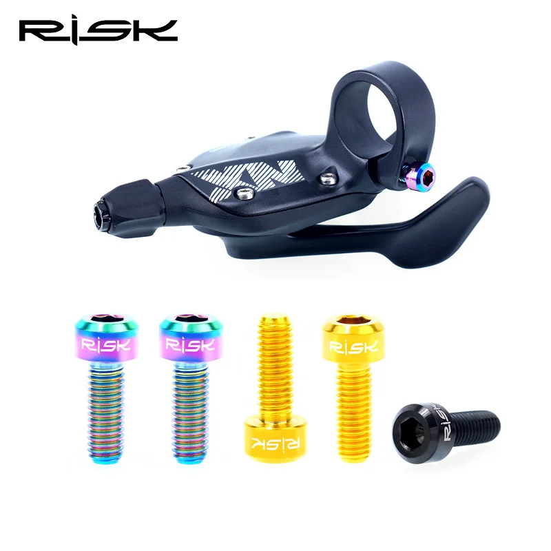 Risk 2 шт. M5* 14 титановый тормозной рычаг болты для MTB переключатель рычаг винты фиксированная Тормозная ручка болт 4 цвета запчасти для велосипеда