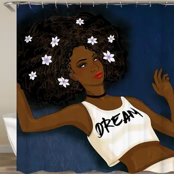 

African American Lovers Couple Shower Curtains Painting Art