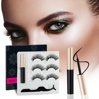 5 Magnet Eyelash Magnetic Eyeliner & Magnetic False Eyelashes & Tweezer Set 6 PCS Resuable Eyelashes Makeup Kit New Year Gift 3