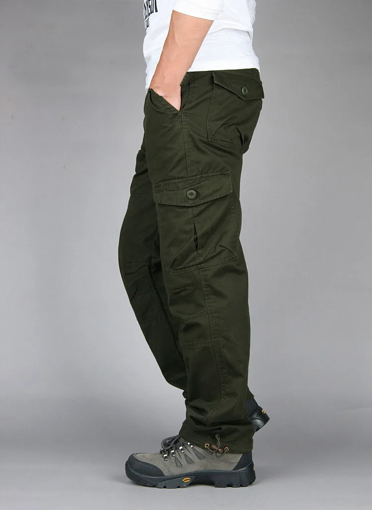 Men's Spring Overalls Cargo Pants Autumn Casual Multi Pockets Trousers Streetwear Army Straight Slacks Military Tactical Pants black cargo jeans