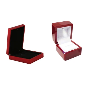 

Rings Display Box Storage Soft Velvet Tray Case Holder LED Light Ring Box Red & LED Lighted Necklace Box Rubber + Plush Pendant