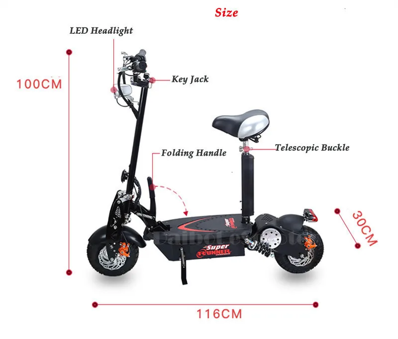 Daibot Electric Scooter Adults 10 Inch 2 Wheels Electric Scooters 1000W 48V Folding Electric Off Road Skateboard  (20)