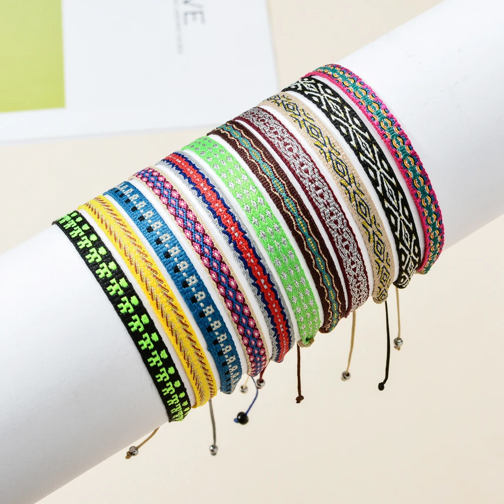 ZMZY Weave Boho Handmade Braided Bracelets For Women Pattern Adjustable Rope Bracelet Vintage Colombia Wayuu Jewelry braided rope bracelet cloth braided bracelet