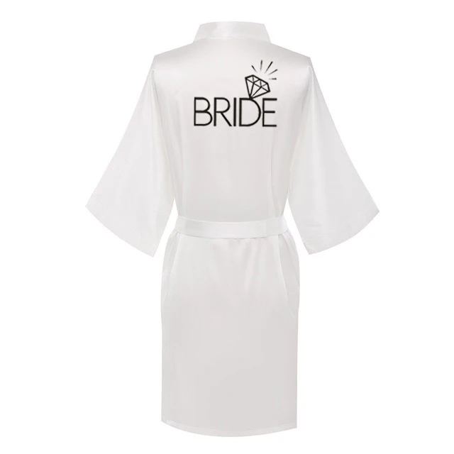 Wedding Party Team Bride Robe Kimono Satin Pajamas Robe bridesmaid robe with black letters bathrobe bride robes