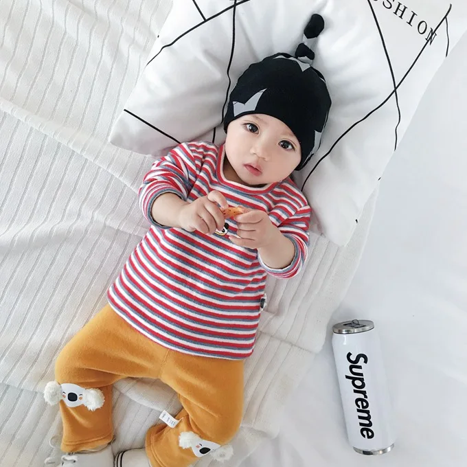 Mini Babe City/новые зимние товары; детская одежда; детские леггинсы с начесом и плотным рисунком; детские брюки в Корейском стиле