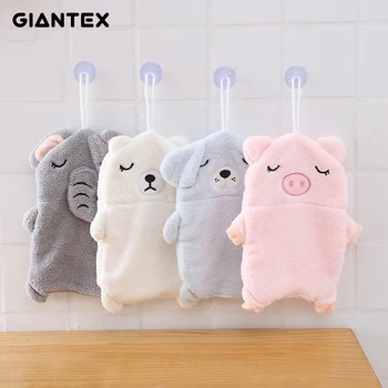 

GIANTEX Cartoon Super Soft Absorbent Microfiber Hand Towel Hanging Bathroom Kitchen Towel Cleaning Cloth