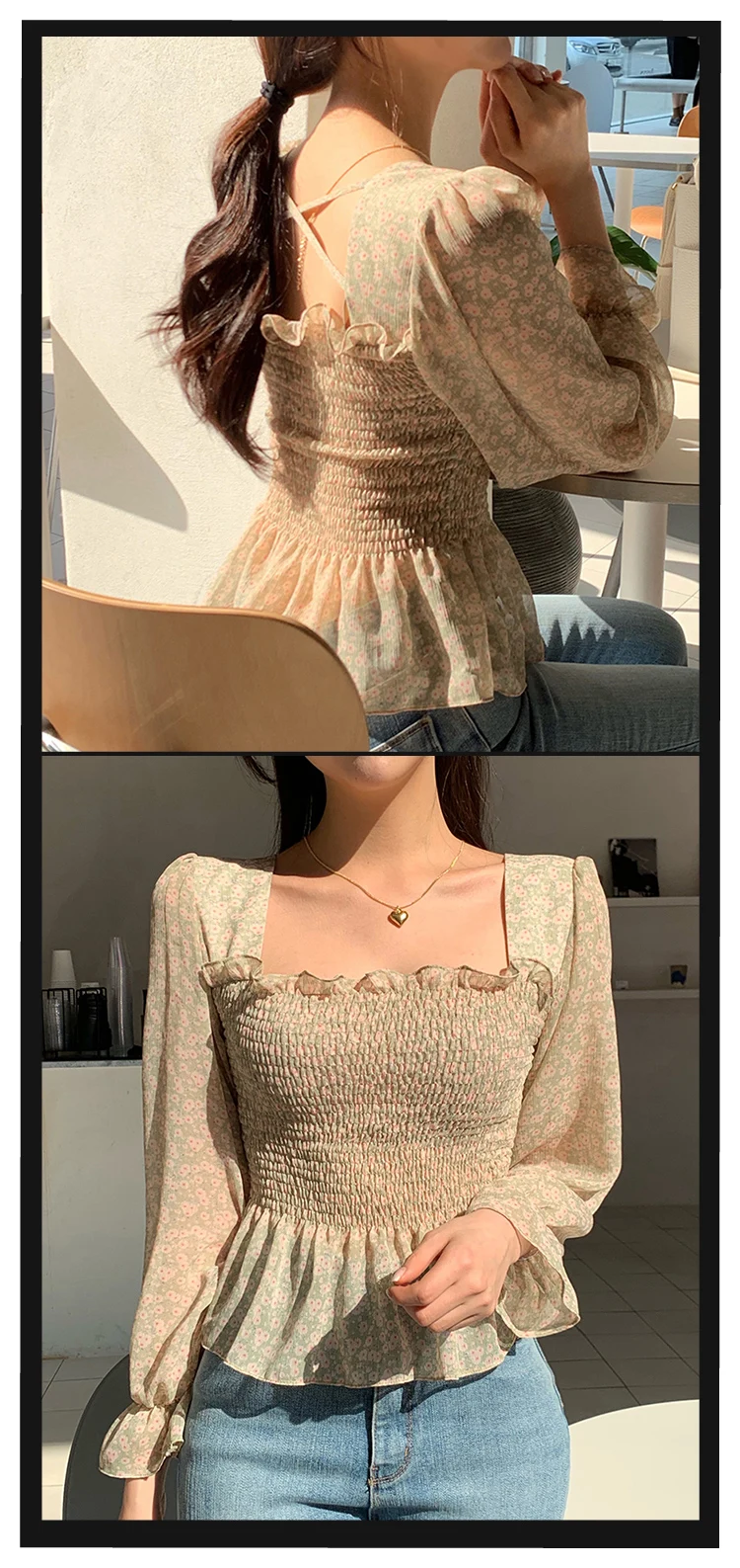 Transparent Vintage Print Shirt Oversize Tops Women Long sleeve Girls Chiffon Blouse Summer Women Blouses New femme Blusas