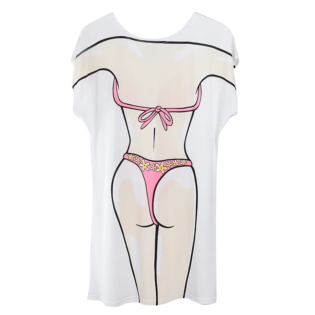 Novelty Young Girl 3d Print T-shirt Women's Fashion Cover-Ups Swimwear Bikini Hen Night Pajama Oversize T-Shirt Tee