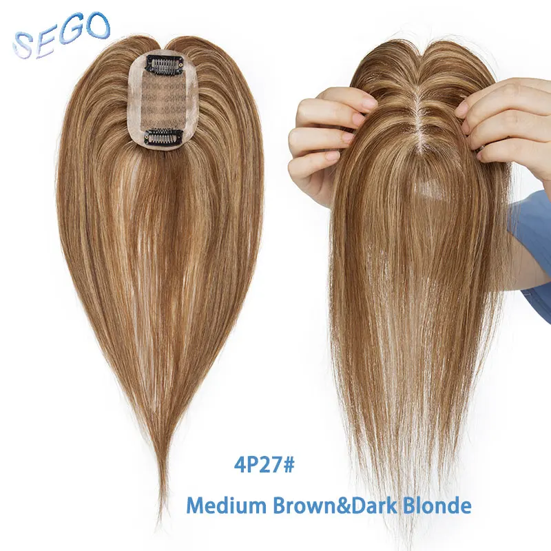 SEGO 6-22 дюймов 6x9 см прямые шелковые волосы Топпер человеческие волосы парик для женщин чистый цвет не Реми женские парики с двойными узлами