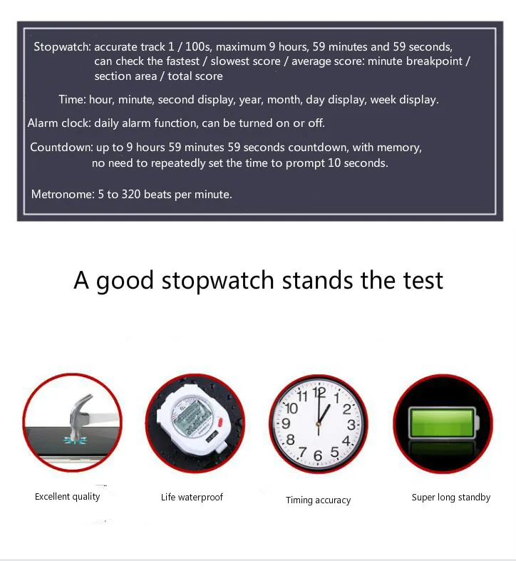 Multi channel electronic stopwatch timer, fitness running track and field training, student referee, waterproof countdown
