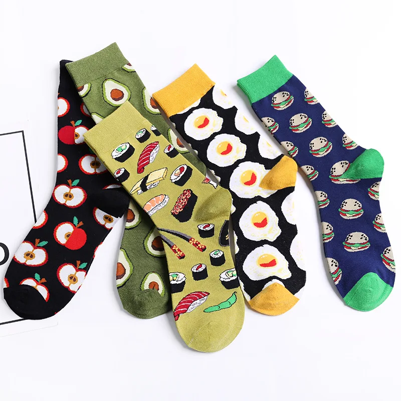 Носки мужские подарки для мужчин Harajuku художественные носки хип-хоп хлопчатобумажные забавные носки фруктовые дышащие впитывающие Пот спортивные носки