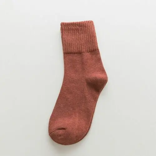 3Pairs/lot=6Pieces Autumn Solid Color Wild Winter Socks Fashion Female Threaded Long Tube Woman Cotton Socks - Цвет: Red G