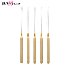 

5Pcs Hair Extensions Loop Needle Threader Wire Pulling Hook Tool For Silicone Microlink Beads And Feathers Extension Micro Rings