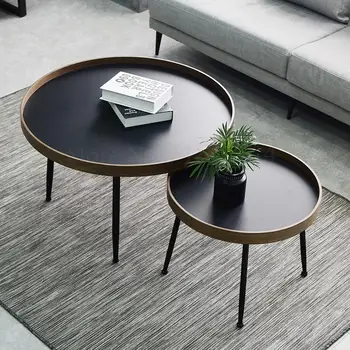 

Nordic Coffee Table Round Simple Side Table Creative Black Walnut Wood Ins Net Black Coffee Table Solid Wood Living Room Small A