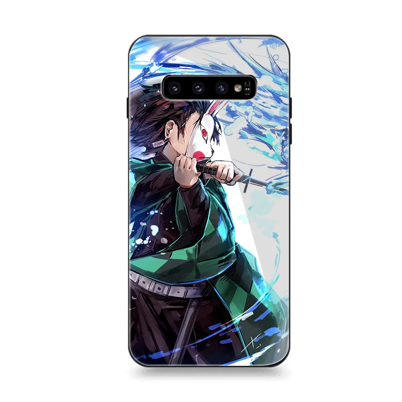 Чехол стекло для samsung A70 A50 A30 A40 A20 A60 A10 S7 Edge S8 S9 S10 Plus Note 8 9 Чехол аниме Demon Slayer Kimetsu no Yaiba