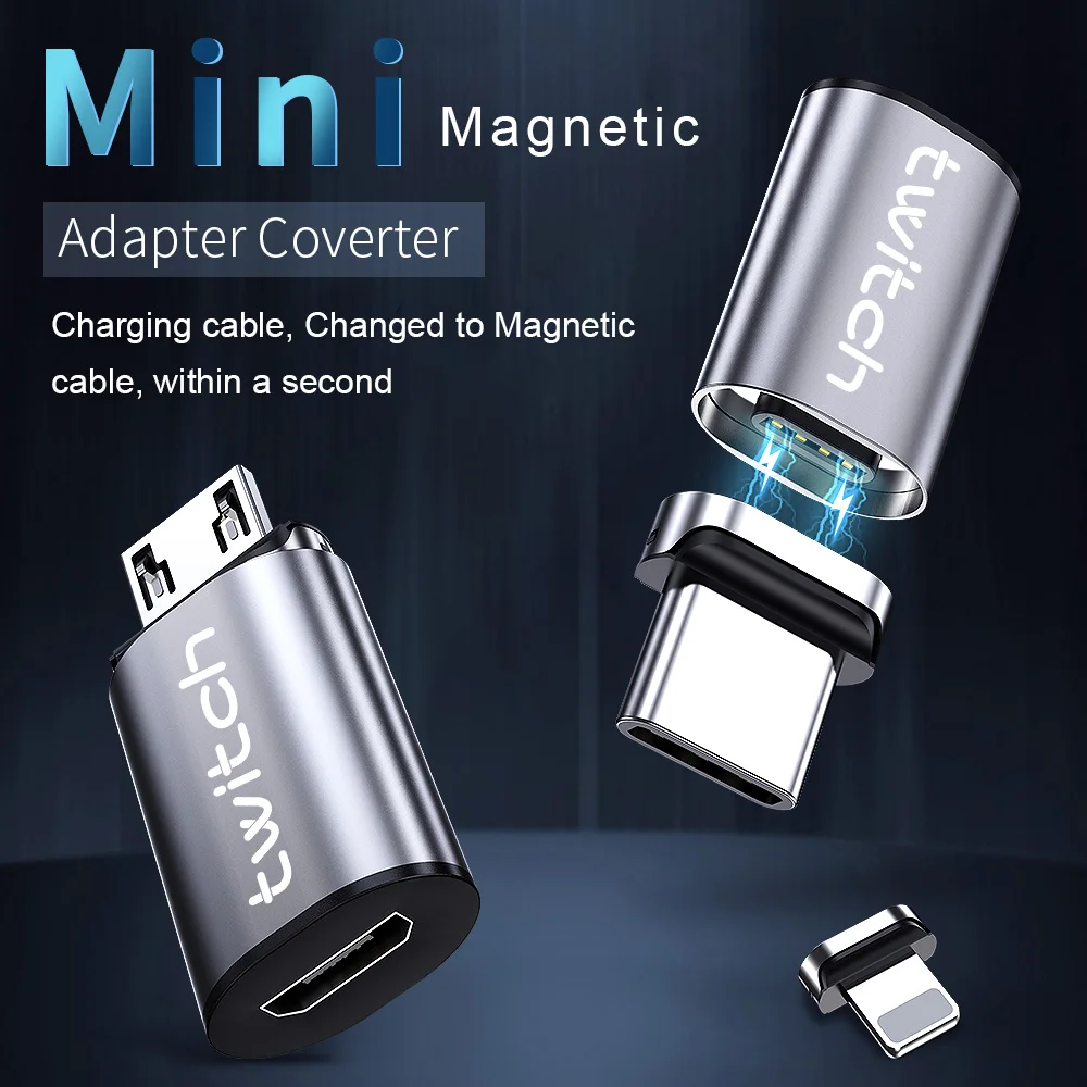 Магнитный адаптер Twitch Micro USB к C коннектор для Iphone Xiaomi Huawei Samsung зарядки|Переходники