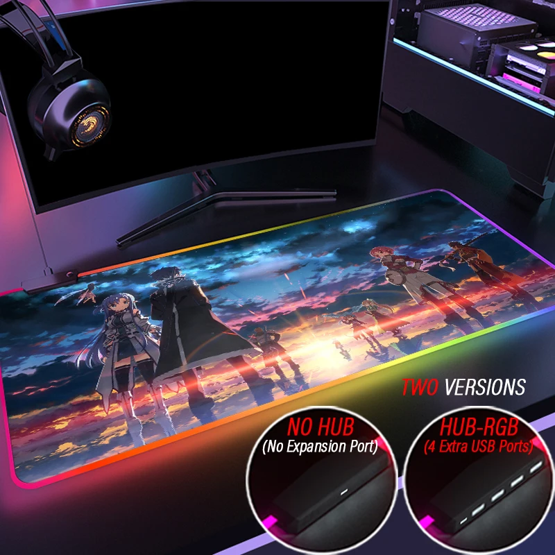 Популярный игровой коврик для мыши девушек RGB Kawaii Sword Art Online HUB мультиusb HD