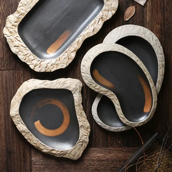 

Japanese Ceramic Sashimi Japanese Cuisine Sushi Plate Home Rectangular Shaped Main Course Dessert Plate Hotel Kitchen Tableware