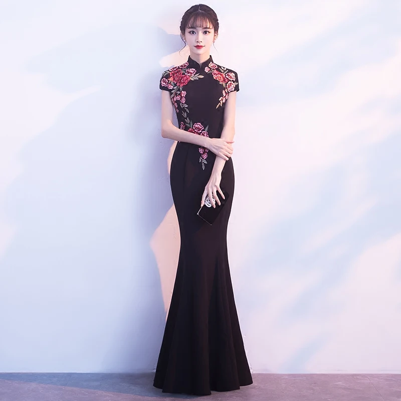 Bride Party Dress Chinese Style Mermaid Evening Cheongsam Oriental Womens Wedding Long Qipao Elegant Gown Clothes Vestido XS-3XL