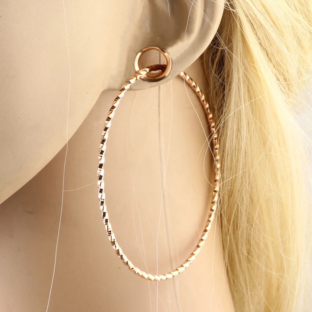 Women Elegant Big Circle Dangle Ear Plug Stretcher Expander Piercing Jewelry Pre 