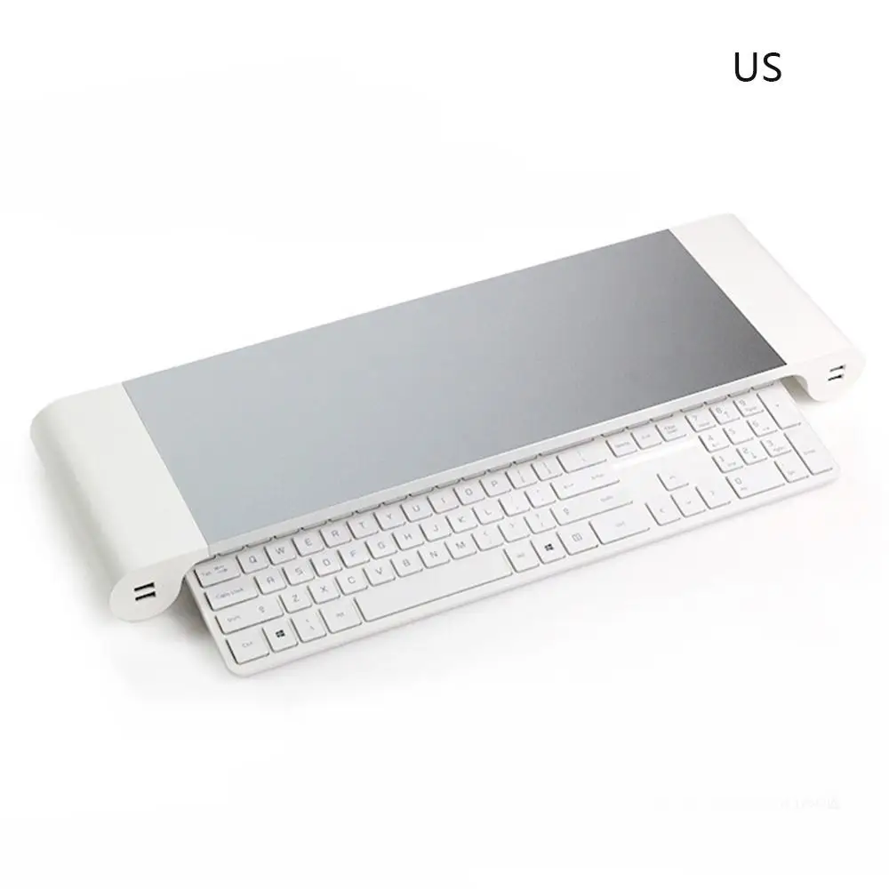 4 Ports USB Monitor Heighten Stand Aluminum Holder Bracket for Laptop PC Computer FKU66 - Color: US Plug