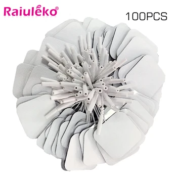 

20/50/100 Pcs 5x5cm 2mm Plug Reusable electrodes Tens Electrode Pads For Nerve Muscle Stimulator Digital Physiotherapy Massager