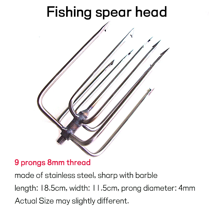 piece stainless steel prongs 8mm thread fishing spear head for