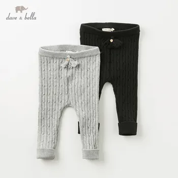 

DBQ11700 dave bella autumn baby girl solid pants children full length pants knitting leggings