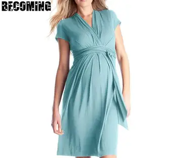 

Nursing Dress Summer Pregnant Dress V-neck Short Sleeve Pregnancy Breastfeeding Clothes Women Materntiy Dress Plus Size 1701663
