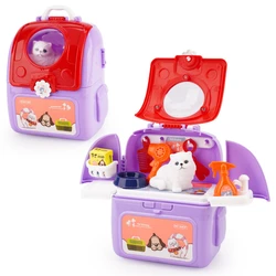 Sac à dos deux en un pour filles, Station de beauté pour animaux de compagnie, rangement des jouets, boîte à outils, maquillage pour filles, ensemble de jouets de beauté pour animaux de compagnie, cadeau 