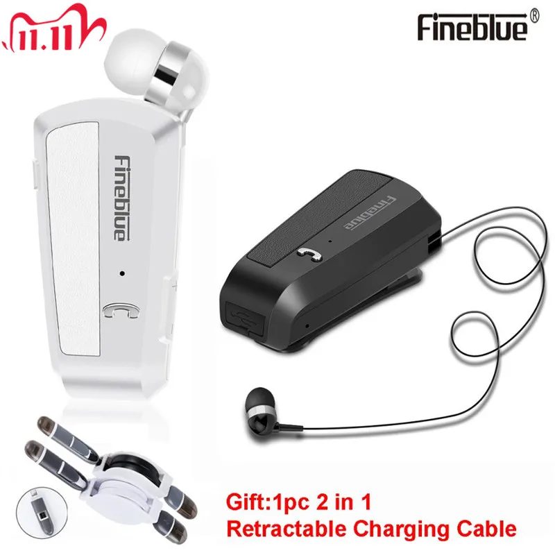 Newest Fineblue F990 Portable Business Wireless Bluetooth Headset Telescopic Type Collar Clip HD Sound Quality Earphone with Mic