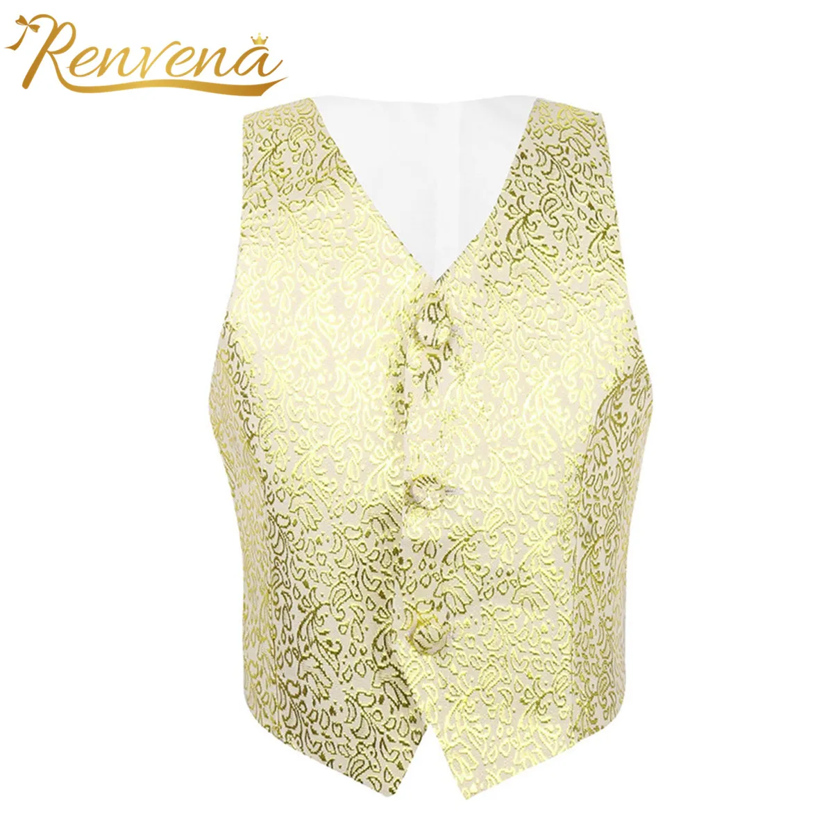 Kids Boys Floral Pattern V Neck Sleeveless Vests Gentleman Waistcoats Children's Wedding Party Costume Flower Boy's Suits Vest