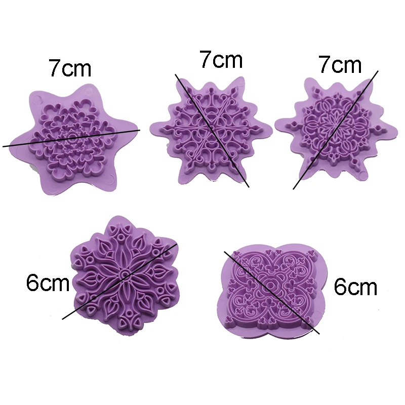 Mandala Lace Pattern Emboss Stamp Polymer Clay Earring Texture Soap Pottery Ceramic Impression Dotting Tools 5pcs/lot Art Hobby clay modelling tools