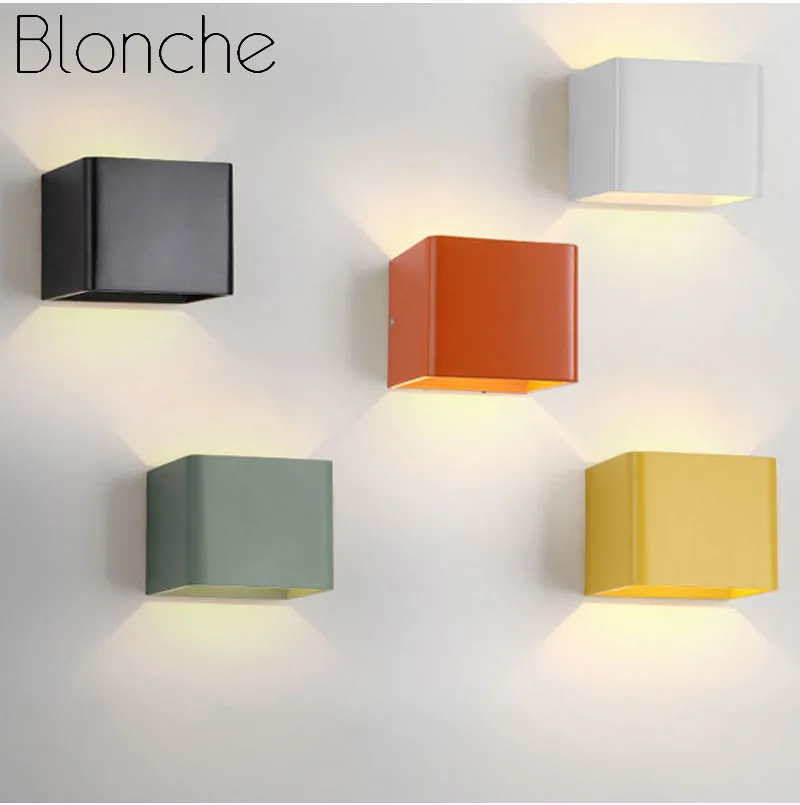 

Modern Square Wall Lamp Light Simple Led Colorful Wall Sconces for Bathroom Corridor Stairs Indoor Home Decor Lighting Fixtures