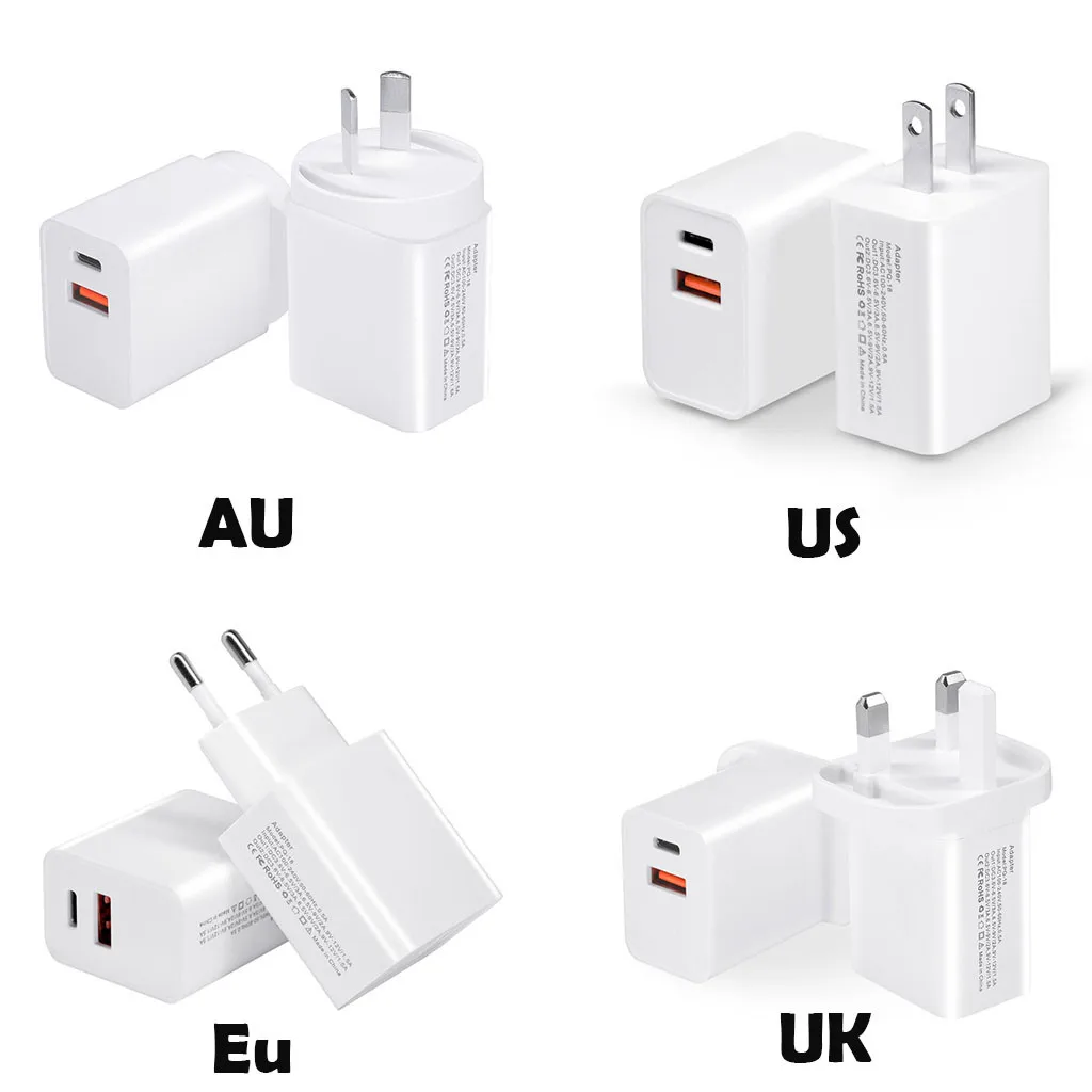 Быстрое зарядное устройство USB PD + QC 3 0 два порта питания адаптер переменного тока