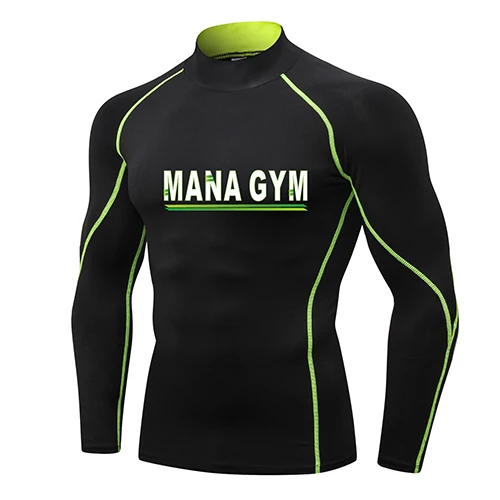Hot Vegas Golden Knights Turtleneck gym shirt Long Sleeve Fitness Running Shirt Sportswear Workout Rashgard Sport Shirt Men - Цвет: green line logo7