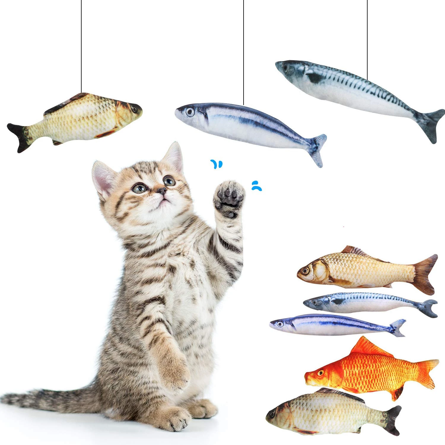 18CM Cat Toy Fish Plush Cat Scratcher Toy Interactive Fish Catnip Toys Stuffed Pillow Simulation Fish Playing Toy For Cat Kitten