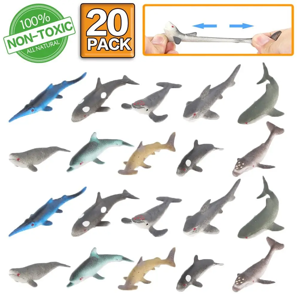 

Ocean Sea Animals Set,Shark Dolphin Fish,Rubber Fish Model Toys Food Grade Material Learning Toy