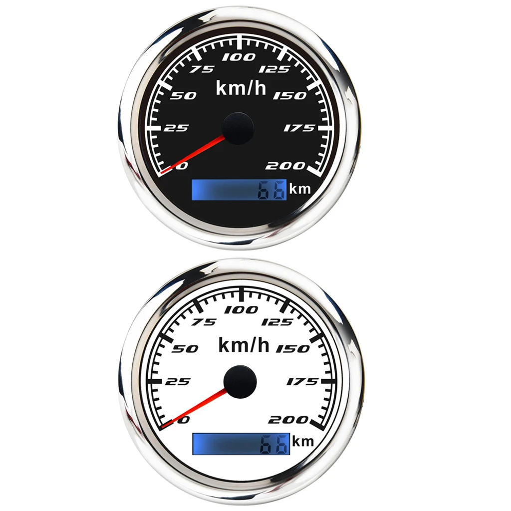  200KM/h 85mm Car Boat Digital GPS Speedometer Odometer Gauge Antenna with Rubber Plug for Motorcycle Yacht Vessel Vehicle