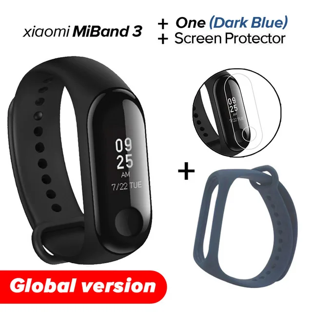 Для спортивной камеры Xiao mi Band 3 mi band 3 Фитнес трекер монитор сердечного ритма 0,78 ''oled Дисплей Bluetooth 4,2 для IOS и Android - Цвет: Gb Dark Blue N Film
