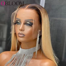  Ombre Honey Blonde Real 13x4 HD Full Lace Frontal Wig Human Hair Wigs Pre plucked HD Transparent Lace Wig Melt Skins Remy Hair 