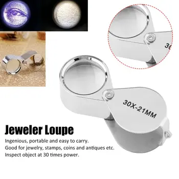 

Mini Magnifying Glass Lens 30*21mm Jeweler Tool Magnification Jewelry Diamond Watch Glass Seal Collapsible Portable