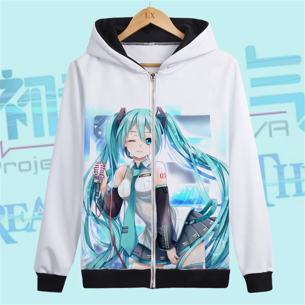 VOCALOID Hatsune куртка Мику косплей костюм для мужчин и женщин повседневная толстовка на молнии Толстовка утолщенная модная спортивная одежда